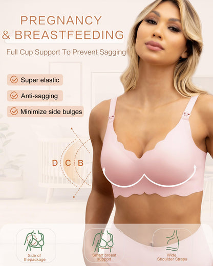 Nursing Bras for Breastfeeding Wavy Seamless Comfort Maternity Bralette Wireless Pregnancy Sleep Bra with Support