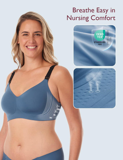 Nursing Bras for Breastfeeding, 3.0 Jelly Strip Lift Support Maternity Bra, Seamless Soft Wirefree Pregnancy Bra