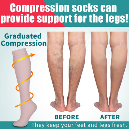 Compression Socks for Women & Men Circulation(6 pairs)-Graduated Supports Socks for Running, Athletic Sports