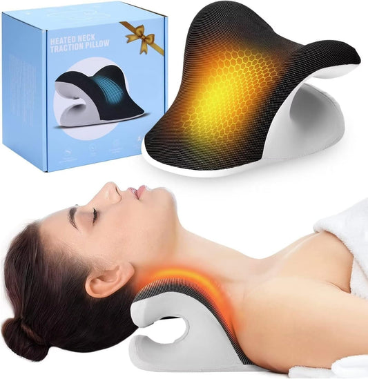 Heated Neck Stretcher with Magnetic Therapy Pillowcase, Neck and Shoulder Relaxer Pillows, Cervical Traction Device for Relieve TMJ Headache Muscle Tension Spine Alignment…