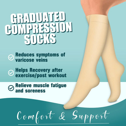 Compression Socks for Women & Men Circulation(6 pairs)-Graduated Supports Socks for Running, Athletic Sports