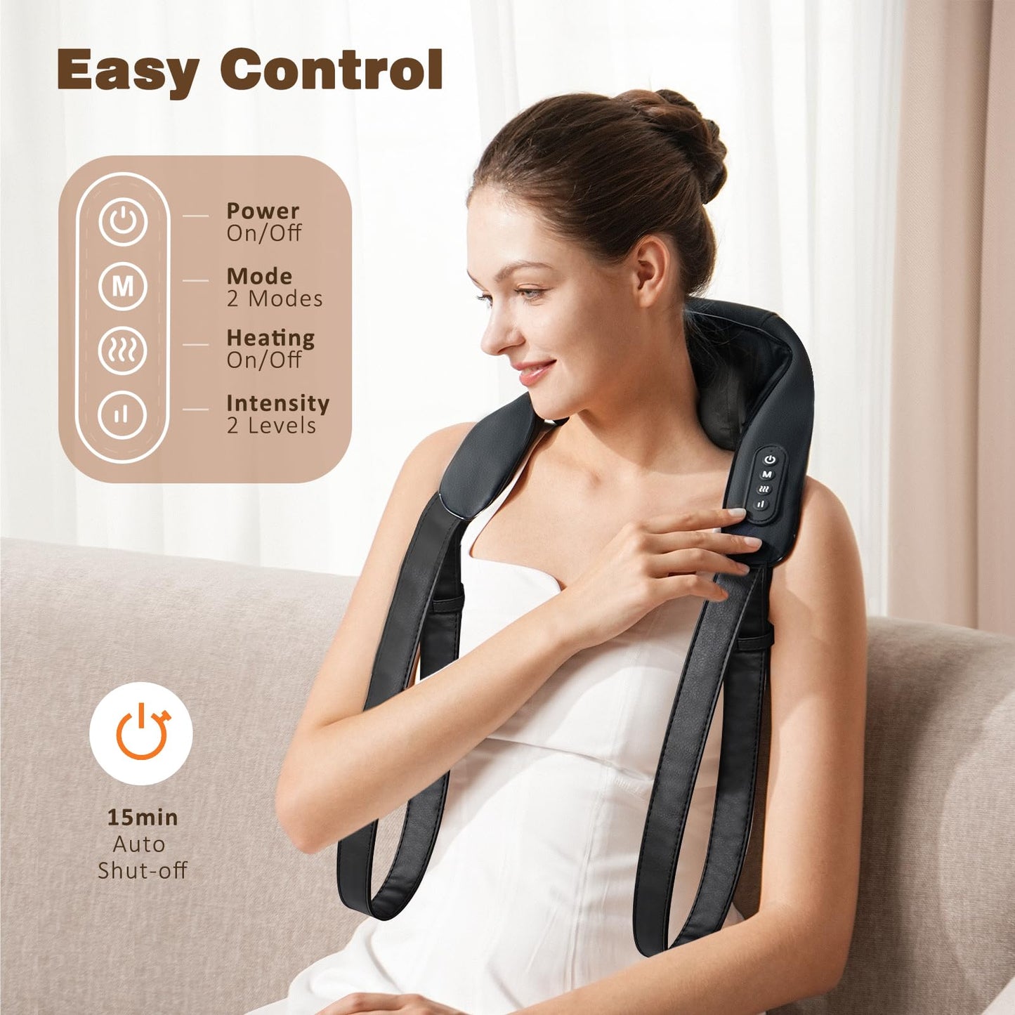 Neck Massager with Heat, Cordless 4D Deep Tissue Kneading Massage, Shiatsu Neck and Shoulder Massage Pillow for Neck, Back and Leg Pain Relief