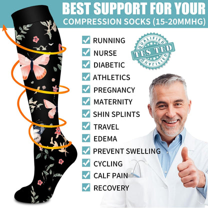 Compression Socks for Women & Men Circulation(6 pairs)-Graduated Supports Socks for Running, Athletic Sports