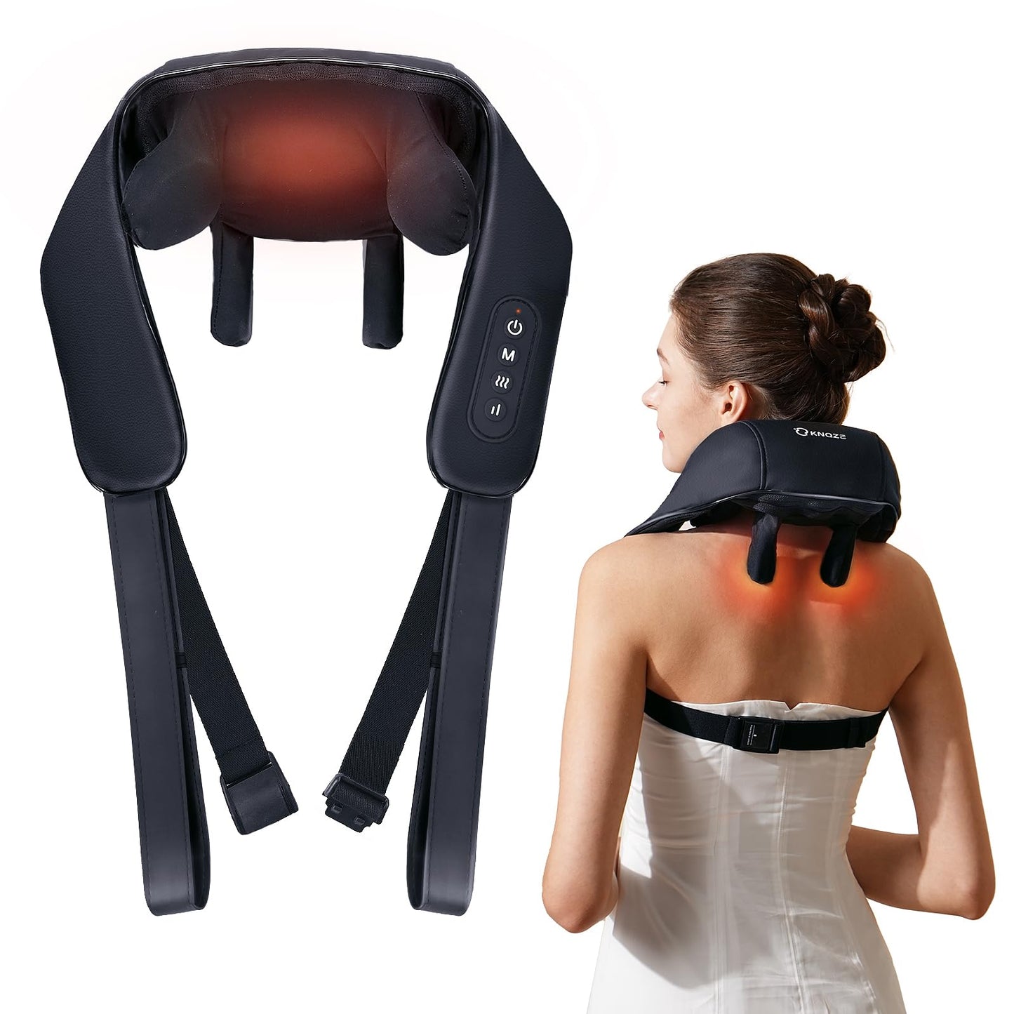 Neck Massager with Heat, Cordless 4D Deep Tissue Kneading Massage, Shiatsu Neck and Shoulder Massage Pillow for Neck, Back and Leg Pain Relief