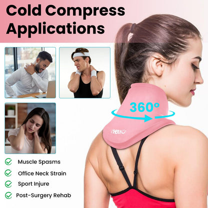 iTHERAU Neck Ice Pack Wrap, Hot or Cold Compress for Cervical Pain Relief, Soft Gel Ice Packs for Injuries Reusable, Sports Injuries, Swelling, Office Pressure, Black