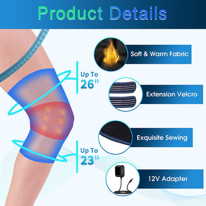 Knee Massager with Heat & Vibration, Heated Knee Brace for Knee Pain Relief, Heating Pad for Knee Joint Pain, Leg Massager, 3 Vibration Modes 3 Heat Levels, AC Adapter Provide More Heat (No Battery)