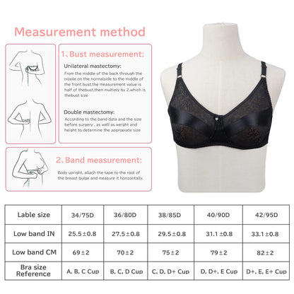 Pocket Bra for Mastectomy Prosthesis Breast Forms Underwired Post-Surgery Bra