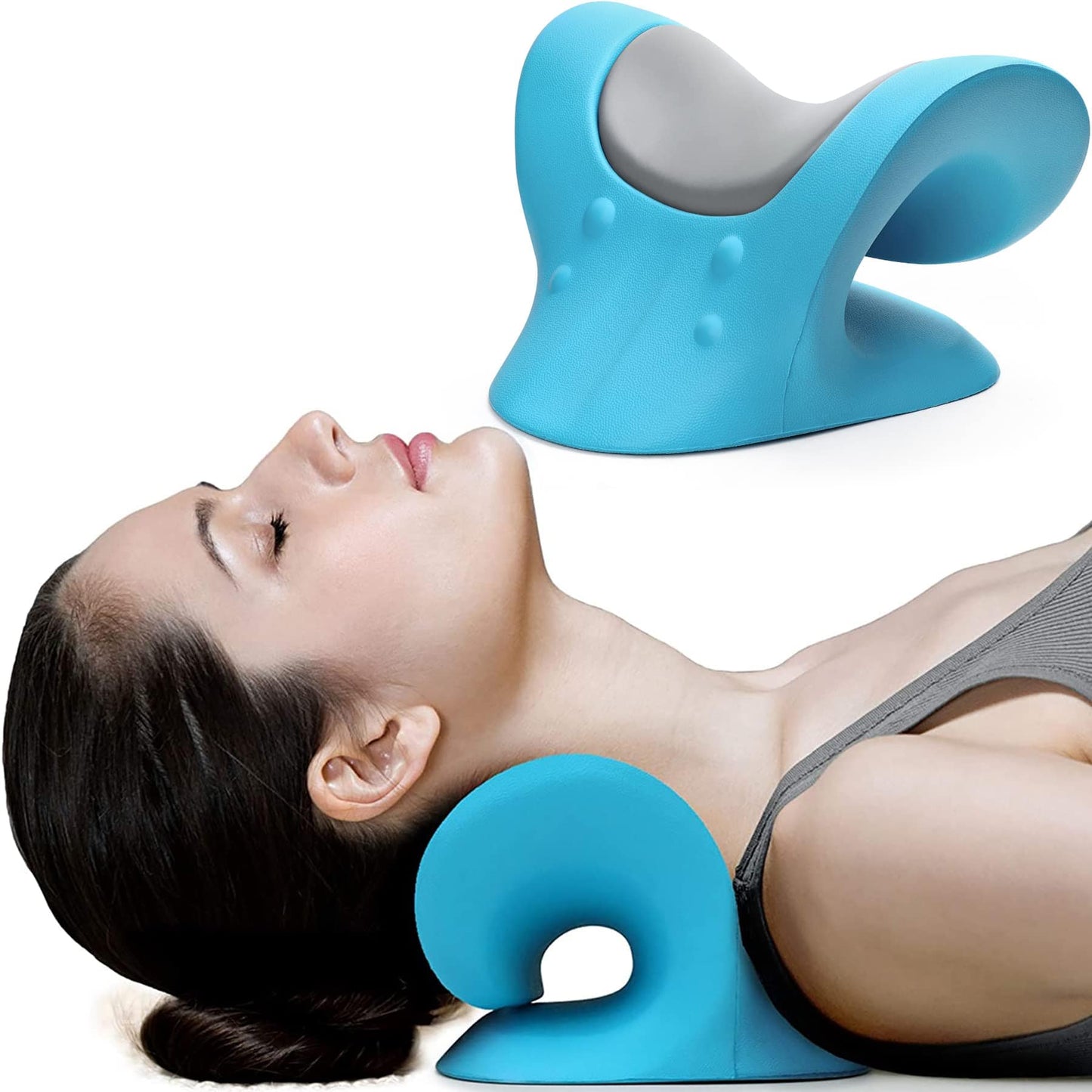 RESTCLOUD Comfortable Neck Stretcher for Neck Pain Relief, Neck and Shoulder Relaxer Cervical Neck Traction Device for TMJ Pain Relief and Muscle Relax, Cervical Spine Alignment Chiropractic Pillow