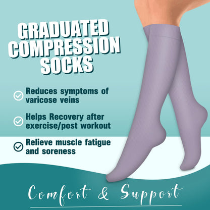 Compression Socks for Women & Men Circulation(6 pairs)-Graduated Supports Socks for Running, Athletic Sports