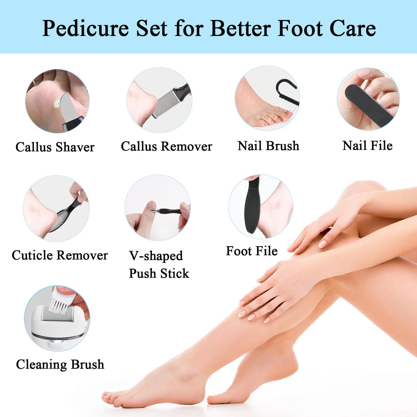 Callus Remover for Feet, 13-in-1 Professional Pedicure Tools Foot Care Kit,  3 Rollers, 2 Speed, Battery Display