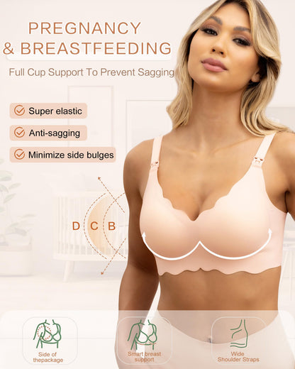 Nursing Bras for Breastfeeding Wavy Seamless Comfort Maternity Bralette Wireless Pregnancy Sleep Bra with Support