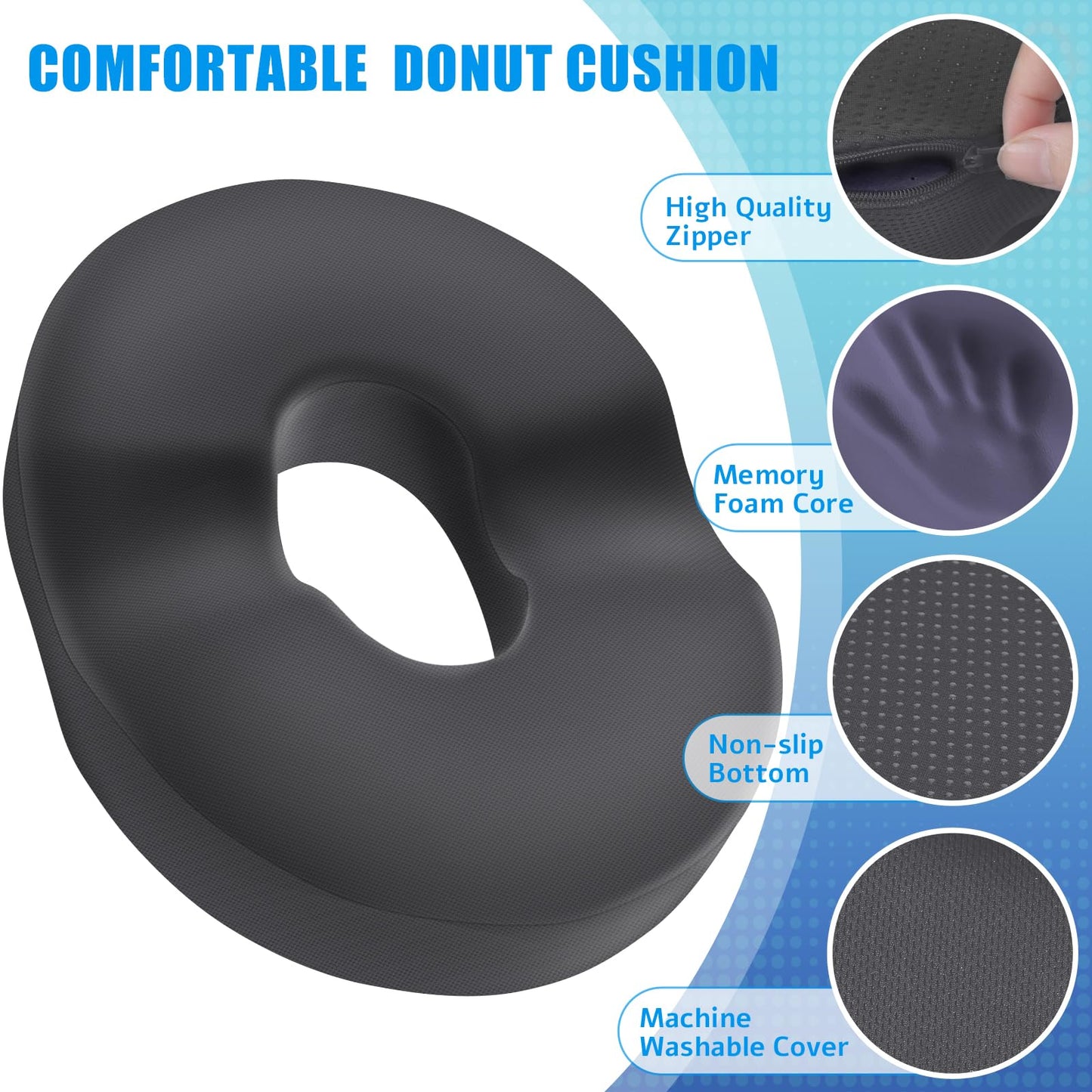 Donut Pillow Seat Cushion, Donut Chair Cushions for Postpartum Pregnancy & Hemorrhoids ,Tailbone Pain Relief Cushion, Memory Foam Seat Cushions for Office &Home Chairs