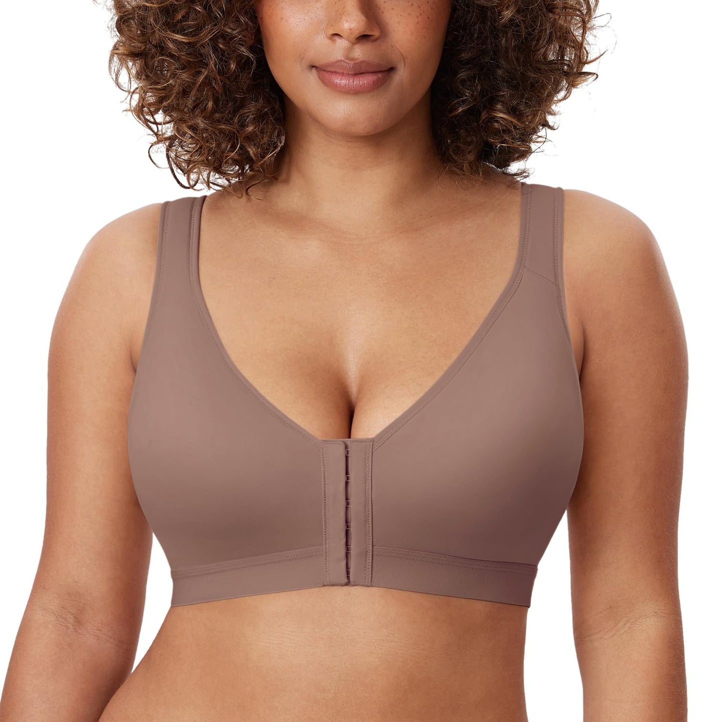 Women's Natrelax Front Closure Bras Posture Lightly Padded Plus Size Wireless Full Coverage Bra