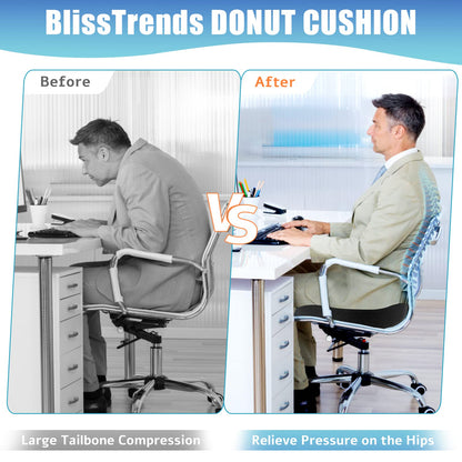 Donut Pillow Seat Cushion, Donut Chair Cushions for Postpartum Pregnancy & Hemorrhoids ,Tailbone Pain Relief Cushion, Memory Foam Seat Cushions for Office &Home Chairs