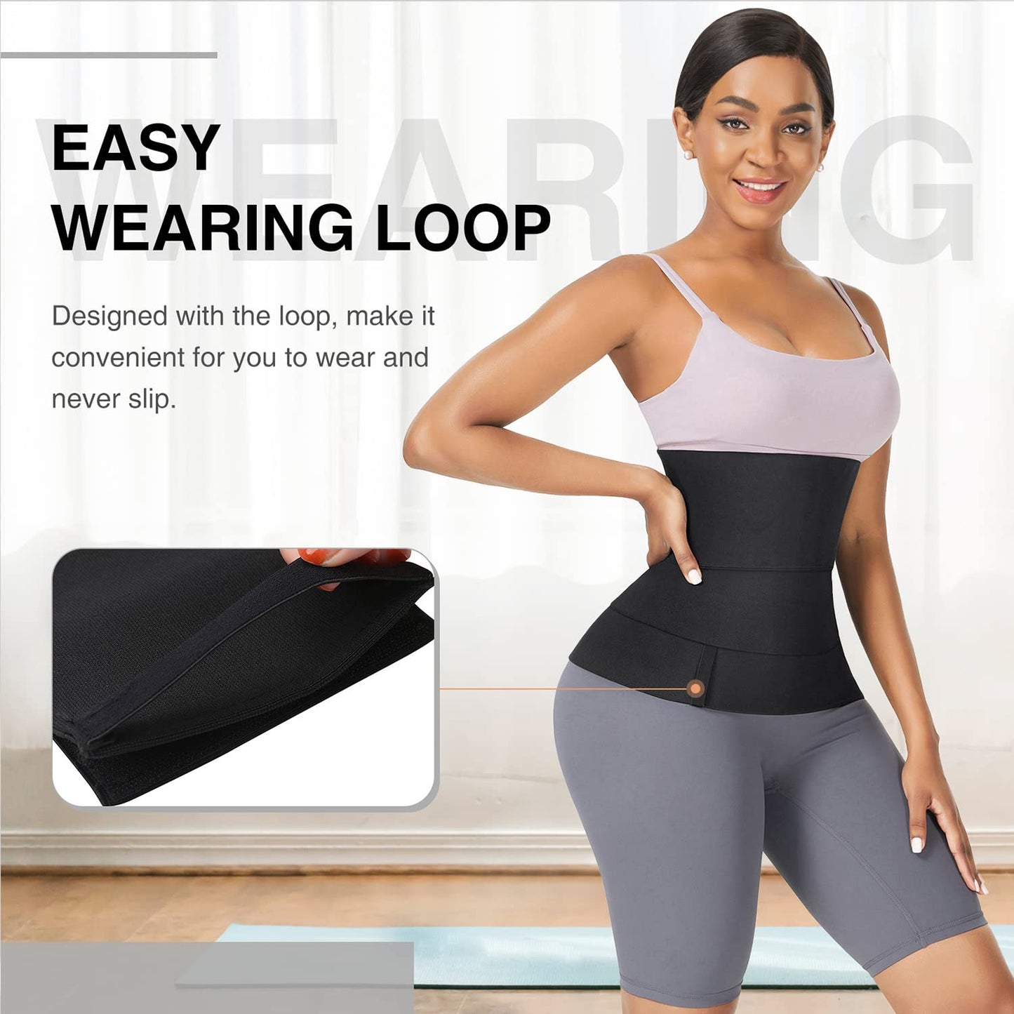 FeelinGirl Waist Trainer Wrap for Women Tummy Control Waist Shaper with Loop