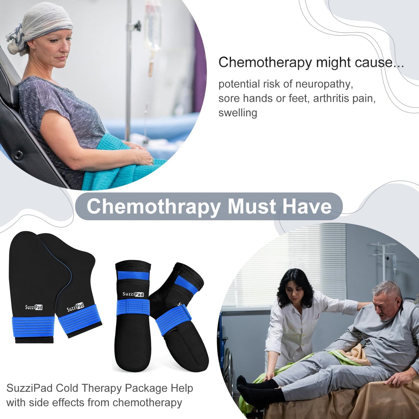 Suzzipad Cancer Patients Must Have, 5-Piece Chemo Care Kit for Women & Men Include Cold Therapy Socks and Hand Ice Pack, 59 * 78" Sympathy Blanket, 12oz Tumbler, Get Well Card