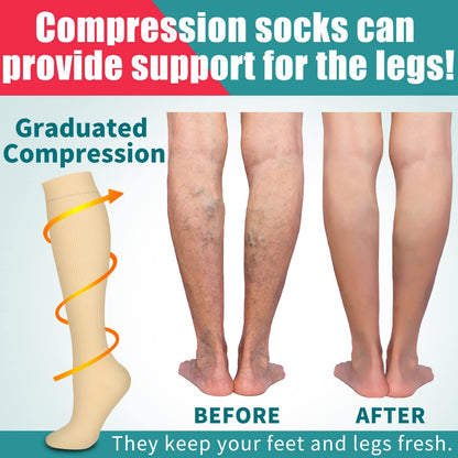 Compression Socks for Women & Men Circulation(6 pairs)-Graduated Supports Socks for Running, Athletic Sports