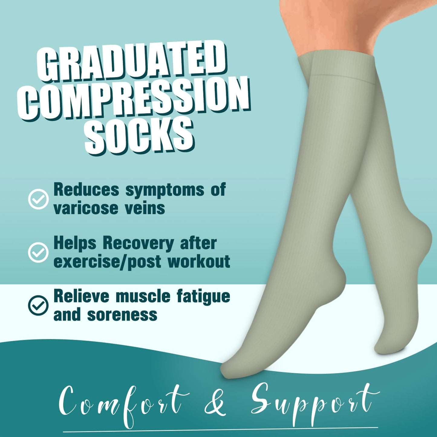 Compression Socks for Women & Men Circulation(6 pairs)-Graduated Supports Socks for Running, Athletic Sports