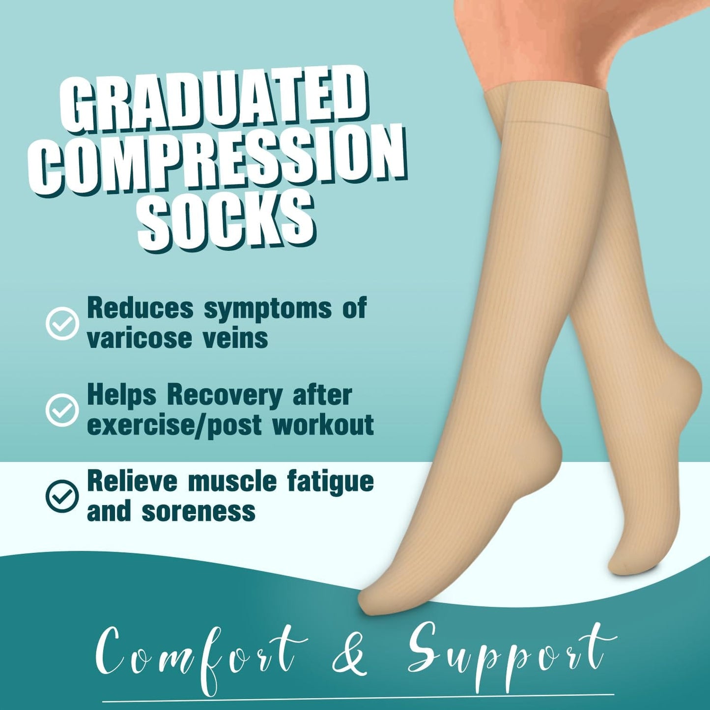 Compression Socks for Women & Men Circulation(6 pairs)-Graduated Supports Socks for Running, Athletic Sports