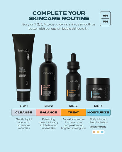 Buttah Skin Supreme Kit for Melanin Rich Skin  Coco Shea Revitalizing Cream 2 oz  Vitamin C Serum 1 oz Cleanser 3.4 oz  Rosewater Toner 3.4 oz  Black Owned Skincare