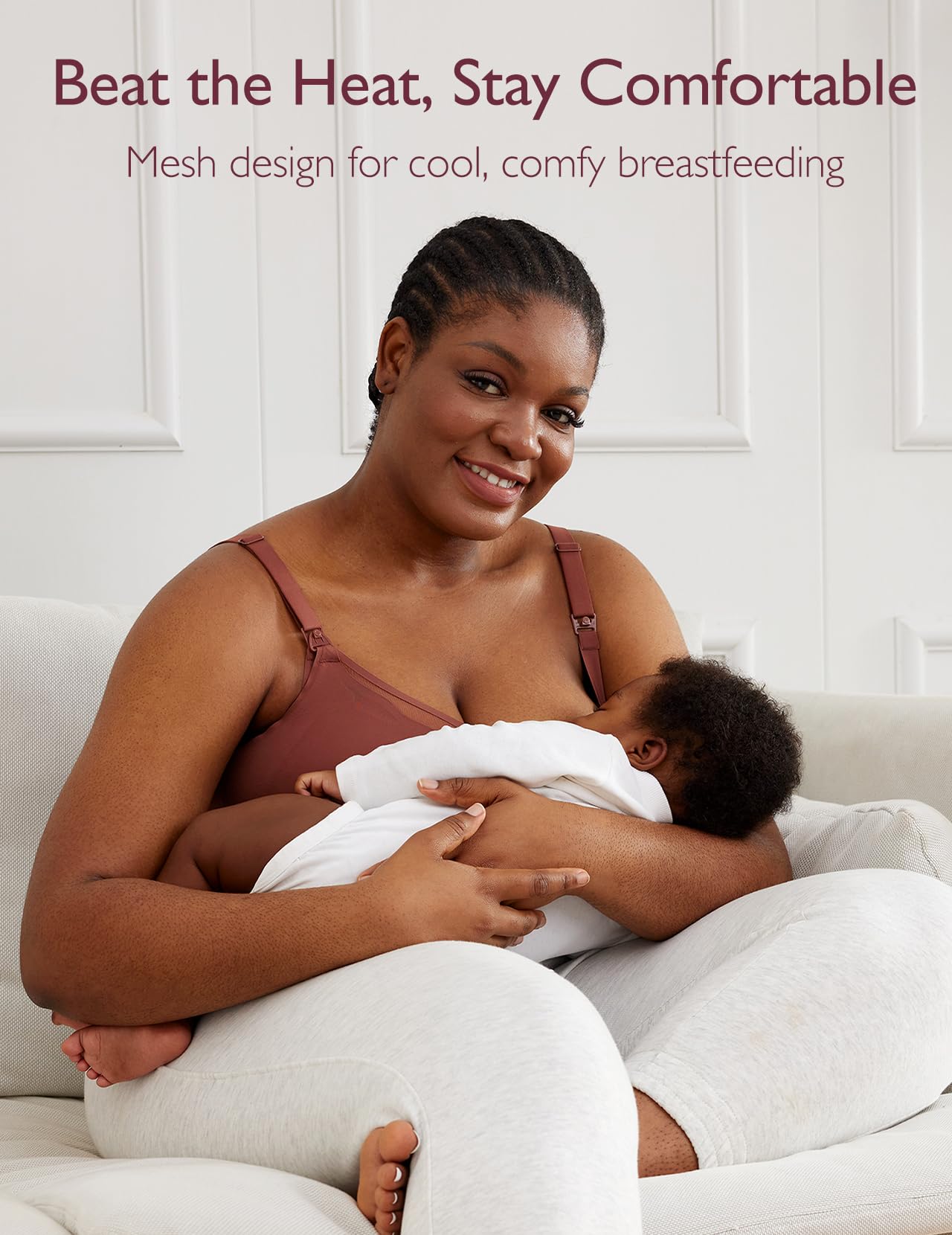 Nursing Bras for Breastfeeding, Breathable Mesh Nursing Bras Comfort Maternity Bra Wireless Pregnancy Sleep Bra