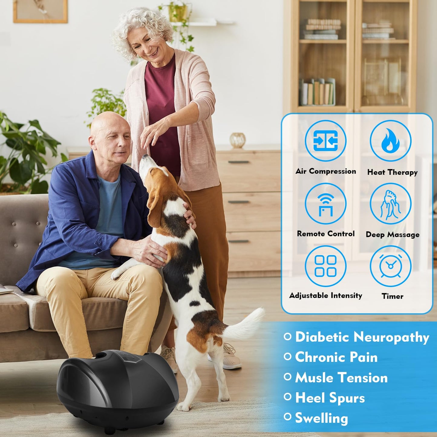 Foot Massager with Heat, Electric Foot Massage Machine for Neuropathy Plantar Fasciitis Circulation and Pain Relief