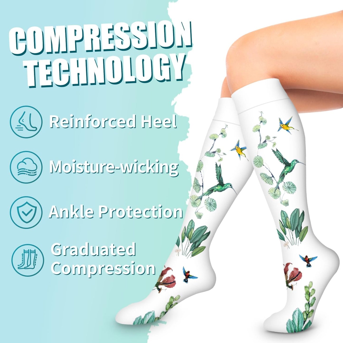 Bluemaple 6 Pack Copper Compression Socks for Women & Men - Best Support for Nurses, Recovery, Running, Athletic