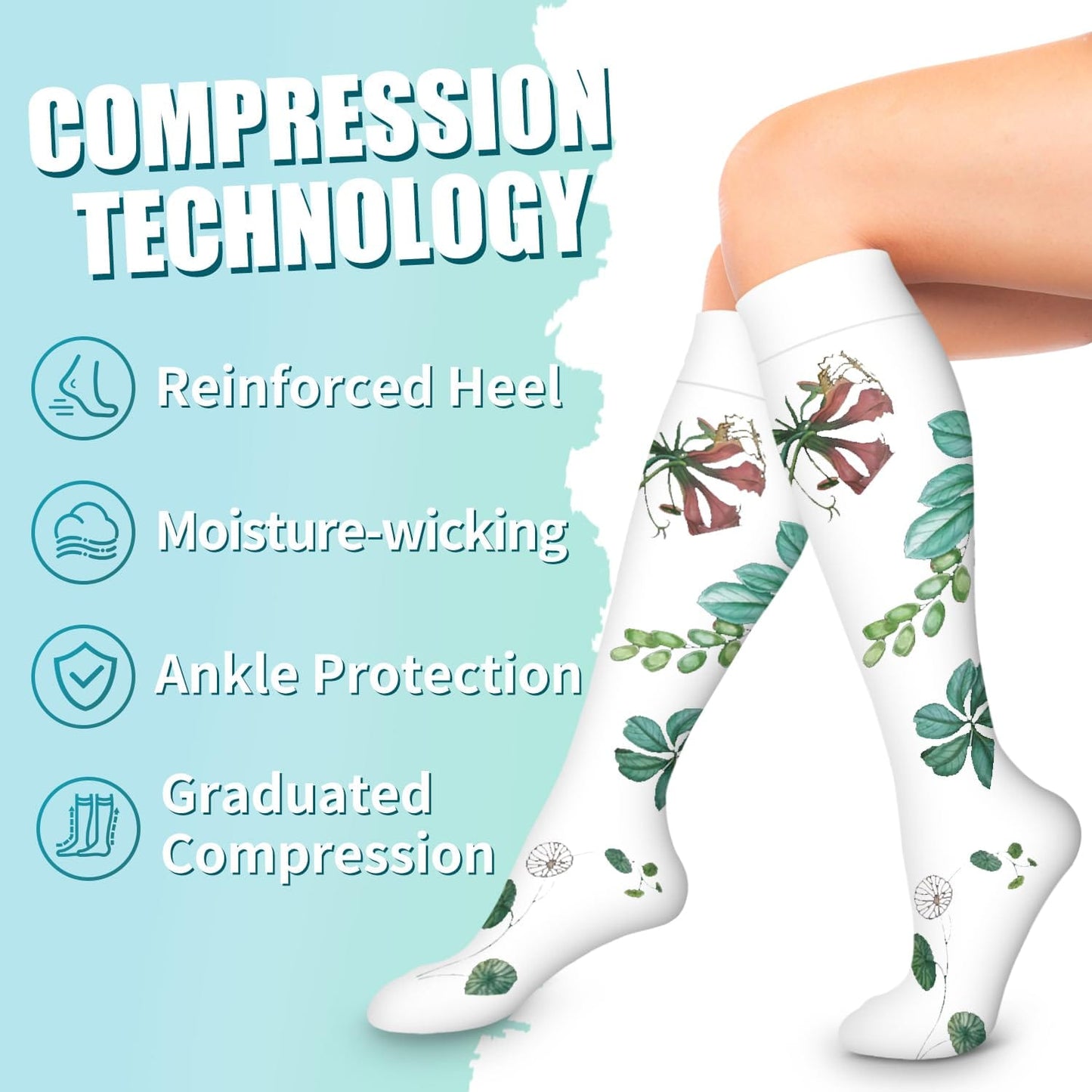 Bluemaple 6 Pack Copper Compression Socks for Women & Men - Best Support for Nurses, Recovery, Running, Athletic