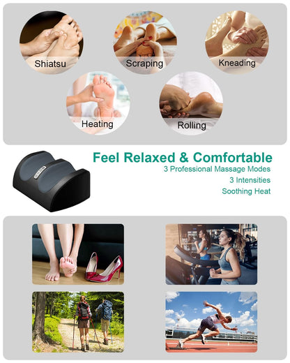 Shiatsu Foot Massager Machine with Heat, Foot and Calf Massager with Massage Roller, Deep Tissue Massager for Foot Massage and Calf