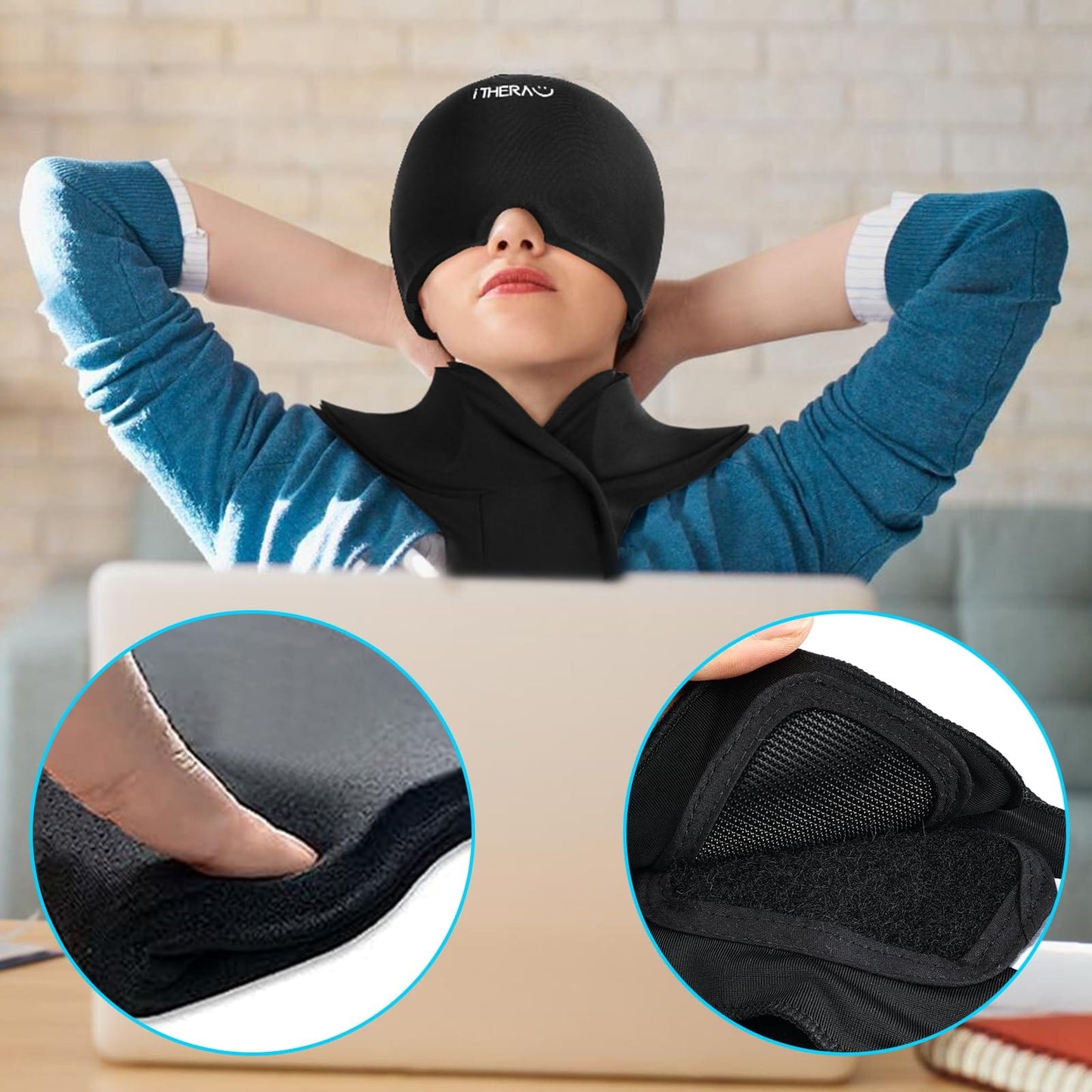 iTHERAU Neck Ice Pack Wrap, Hot or Cold Compress for Cervical Pain Relief, Soft Gel Ice Packs for Injuries Reusable, Sports Injuries, Swelling, Office Pressure, Black