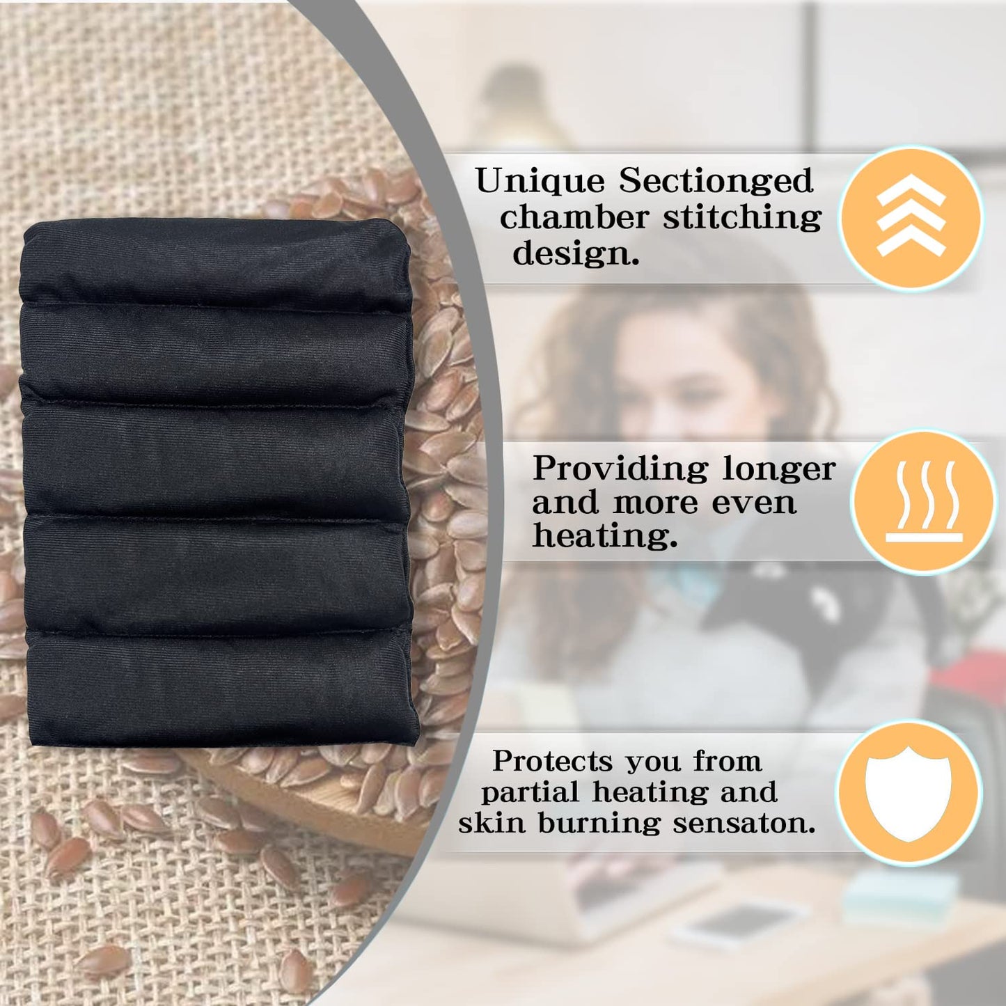 Microwave Heating Pad for Pain Relief, 17" x 9" Microwavable Heating Pads for Cramps, Back Pain, Neck Shoulder, Muscles, Knee, Joints, Natural Heat Pack Moist Heat, Black Cat