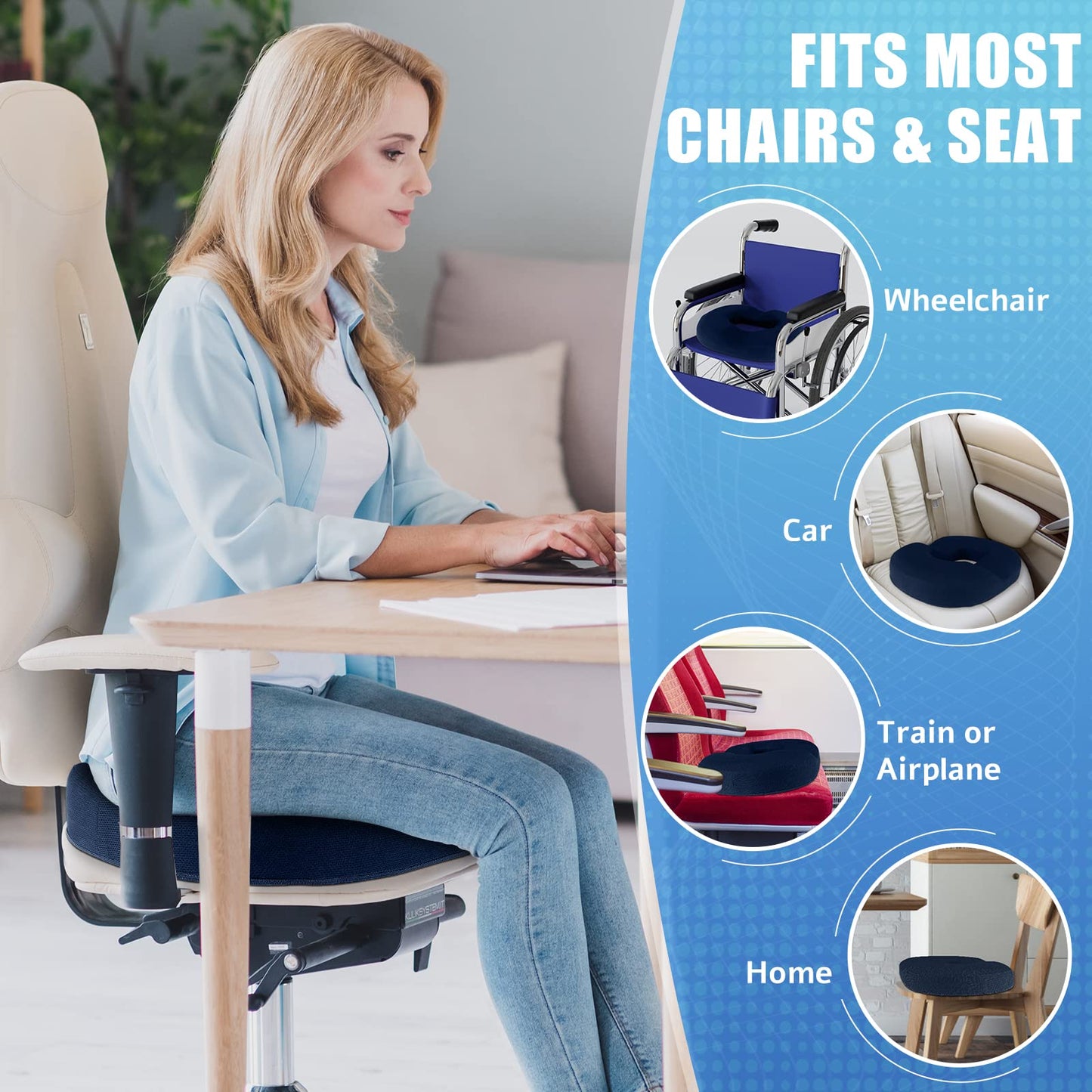 Donut Pillow Seat Cushion, Donut Chair Cushions for Postpartum Pregnancy & Hemorrhoids ,Tailbone Pain Relief Cushion, Memory Foam Seat Cushions for Office &Home Chairs