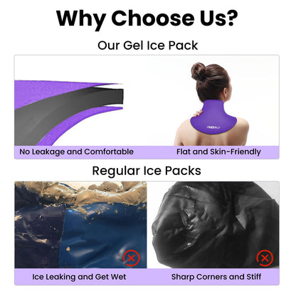 iTHERAU Neck Ice Pack Wrap, Hot or Cold Compress for Cervical Pain Relief, Soft Gel Ice Packs for Injuries Reusable, Sports Injuries, Swelling, Office Pressure, Black