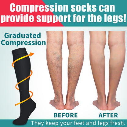 Compression Socks for Women & Men Circulation(6 pairs)-Graduated Supports Socks for Running, Athletic Sports