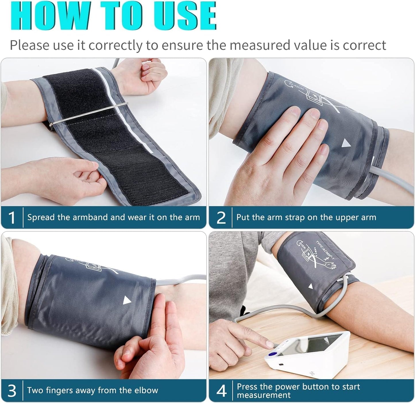 Blood Pressure Monitor Upper Arm Large LED Backlit Screen 1000 Sets Memory Automatic Digital BP Machine Adjustable BP Cuff