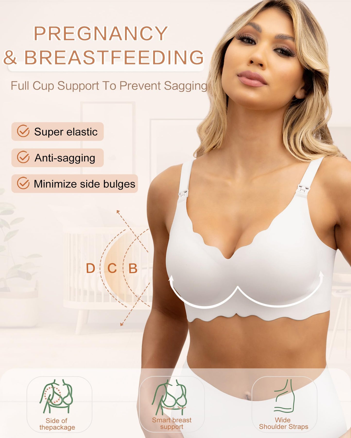 Nursing Bras for Breastfeeding Wavy Seamless Comfort Maternity Bralette Wireless Pregnancy Sleep Bra with Support