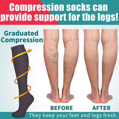 Compression Socks for Women & Men Circulation(6 pairs)-Graduated Supports Socks for Running, Athletic Sports