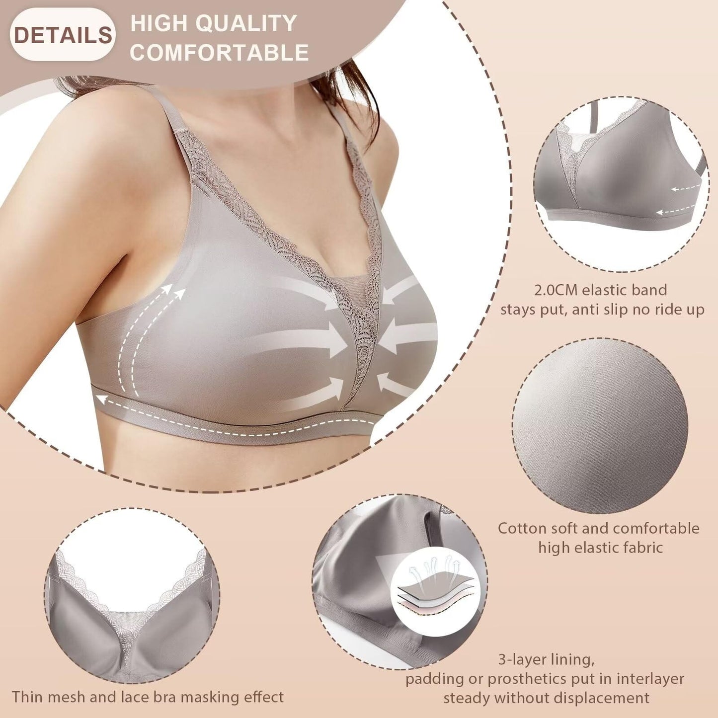 Post-Surgery Mastectomy Bra Breast Prosthesis Breast Forms Bralette Daily Bra