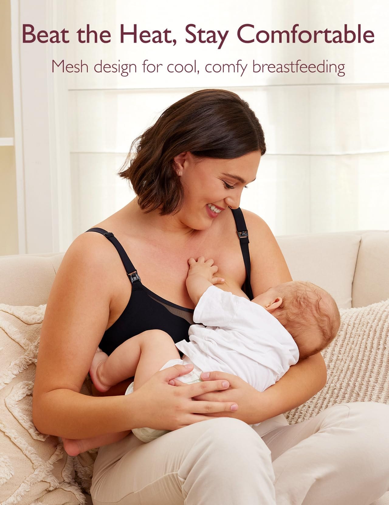 Nursing Bras for Breastfeeding, Breathable Mesh Nursing Bras Comfort Maternity Bra Wireless Pregnancy Sleep Bra