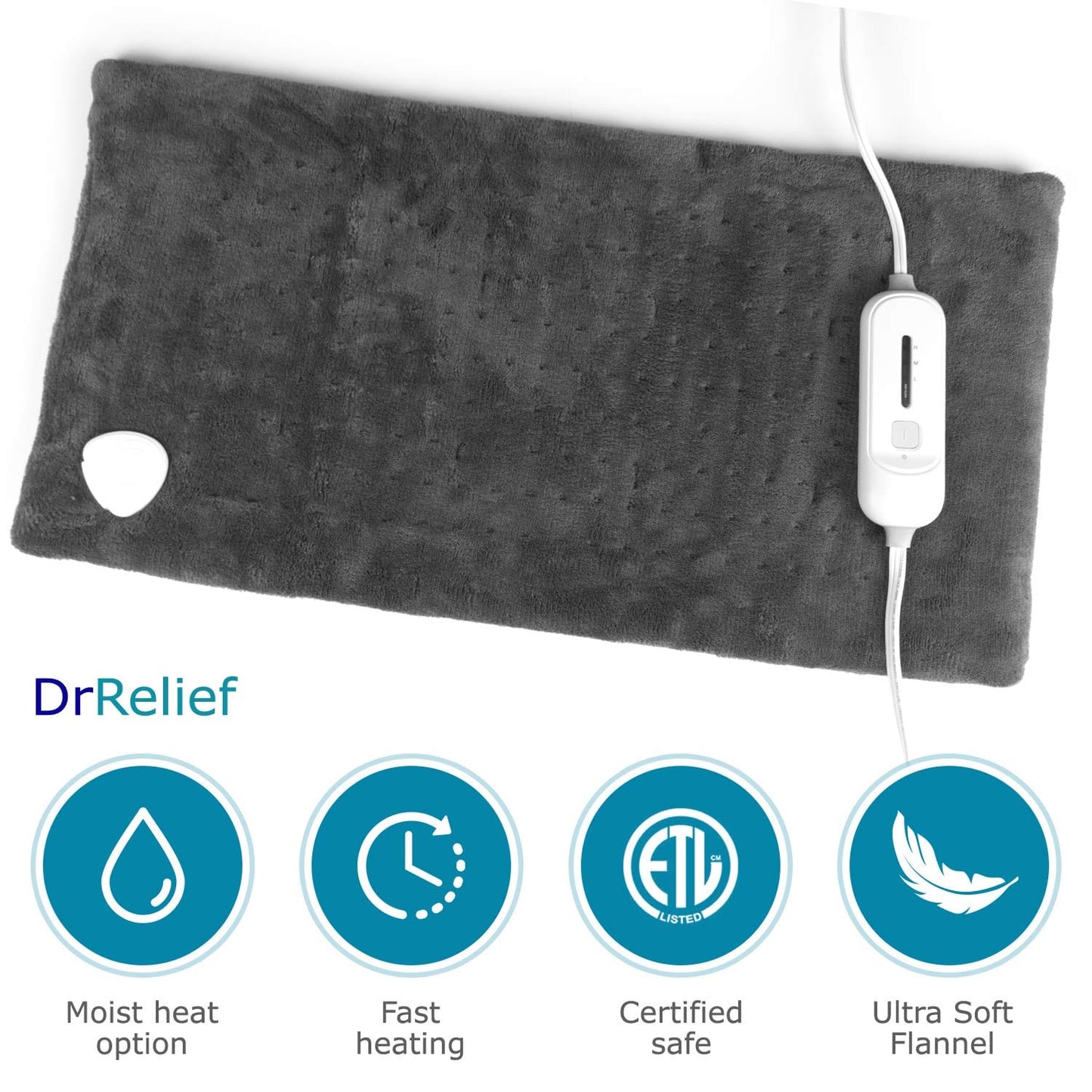 Full Back Heating Pad Fast Heating Wrap with Auto Shut Off for Back, Neck and Shoulder, Abdomen, Waist Pain Relief, Dry/Moist Option (12"x24", Gray)