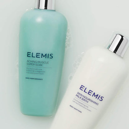 ELEMIS Aching Muscle Super Soak  Muscle Ease Natural Foaming Bath Milk Warms, Recharges, and Energizes Tired, Overworked Muscles Post-Workout | 400 mL