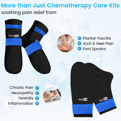 Suzzipad Cancer Patients Must Have, 5-Piece Chemo Care Kit for Women & Men Include Cold Therapy Socks and Hand Ice Pack, 59 * 78" Sympathy Blanket, 12oz Tumbler, Get Well Card