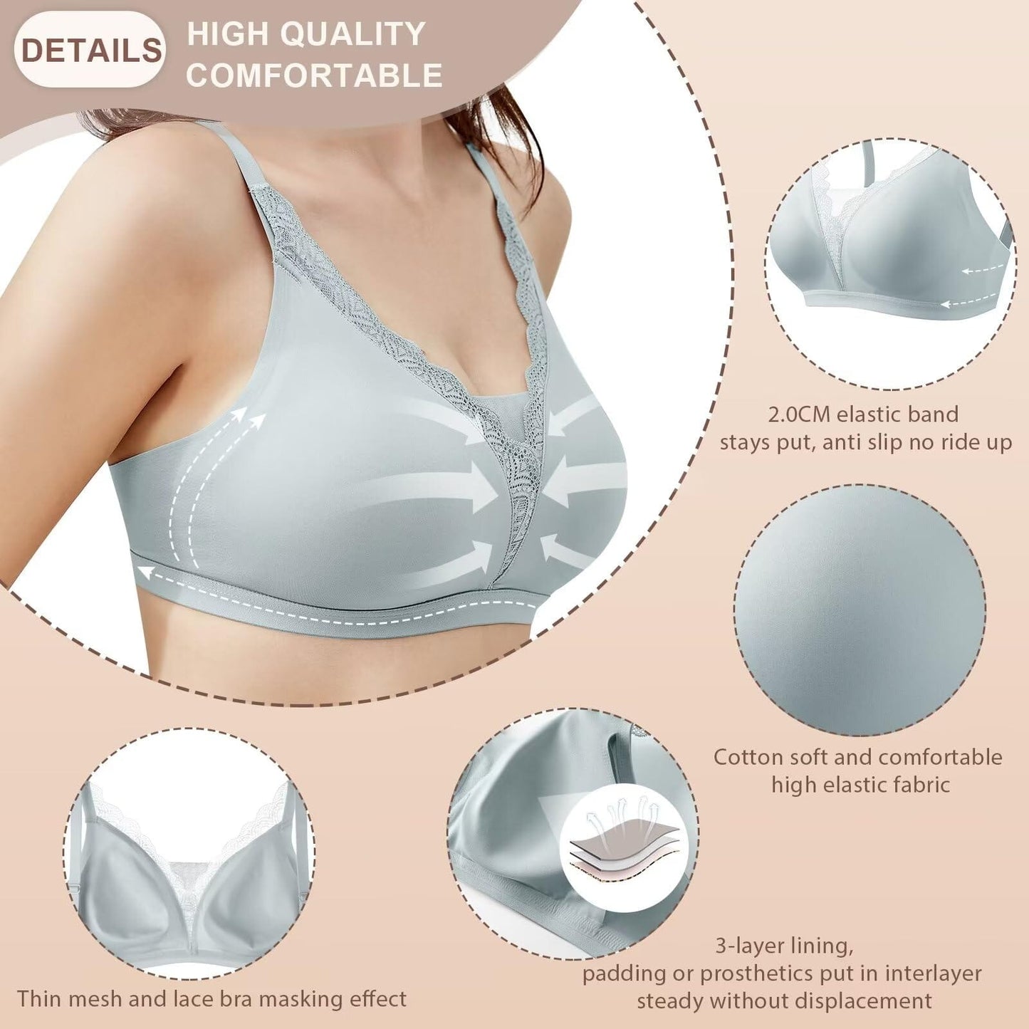 Post-Surgery Mastectomy Bra Breast Prosthesis Breast Forms Bralette Daily Bra