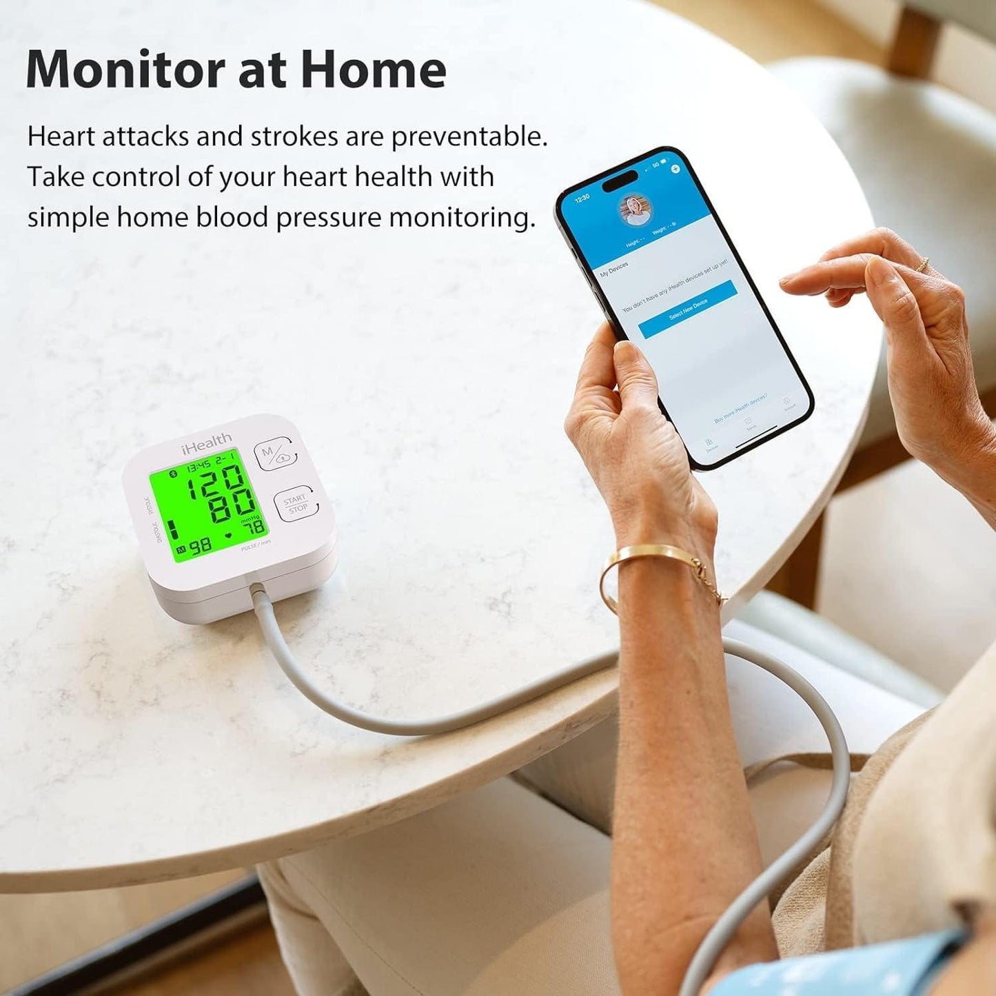 iHealth Track Smart Upper Arm Blood Pressure Monitor with Wide Range Cuff That fits Standard to Large Adult Arms, Bluetooth Compatible for iOS & Android Devices