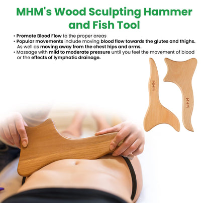 8-in-1 Complete Wood Therapy Massage Tool Set for Body Shaping - Durable and Comfortable Massage Tools to Help with Reduction of Cellulite and More
