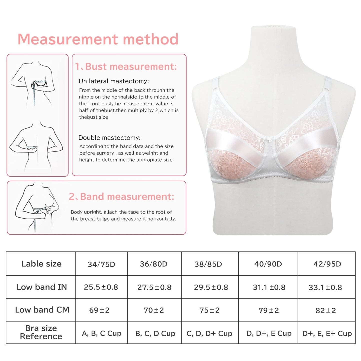 Pocket Bra for Mastectomy Prosthesis Breast Forms Underwired Post-Surgery Bra