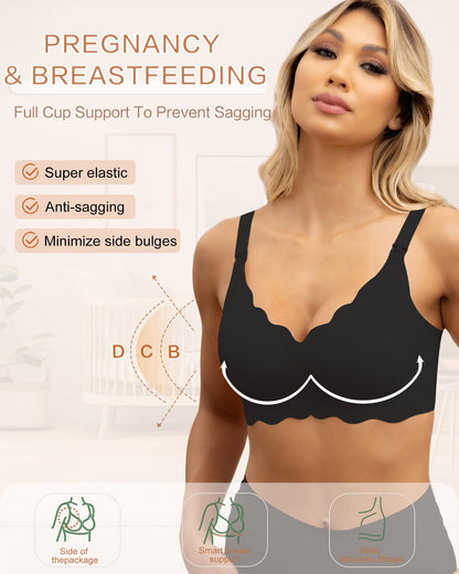 Nursing Bras for Breastfeeding Wavy Seamless Comfort Maternity Bralette Wireless Pregnancy Sleep Bra with Support