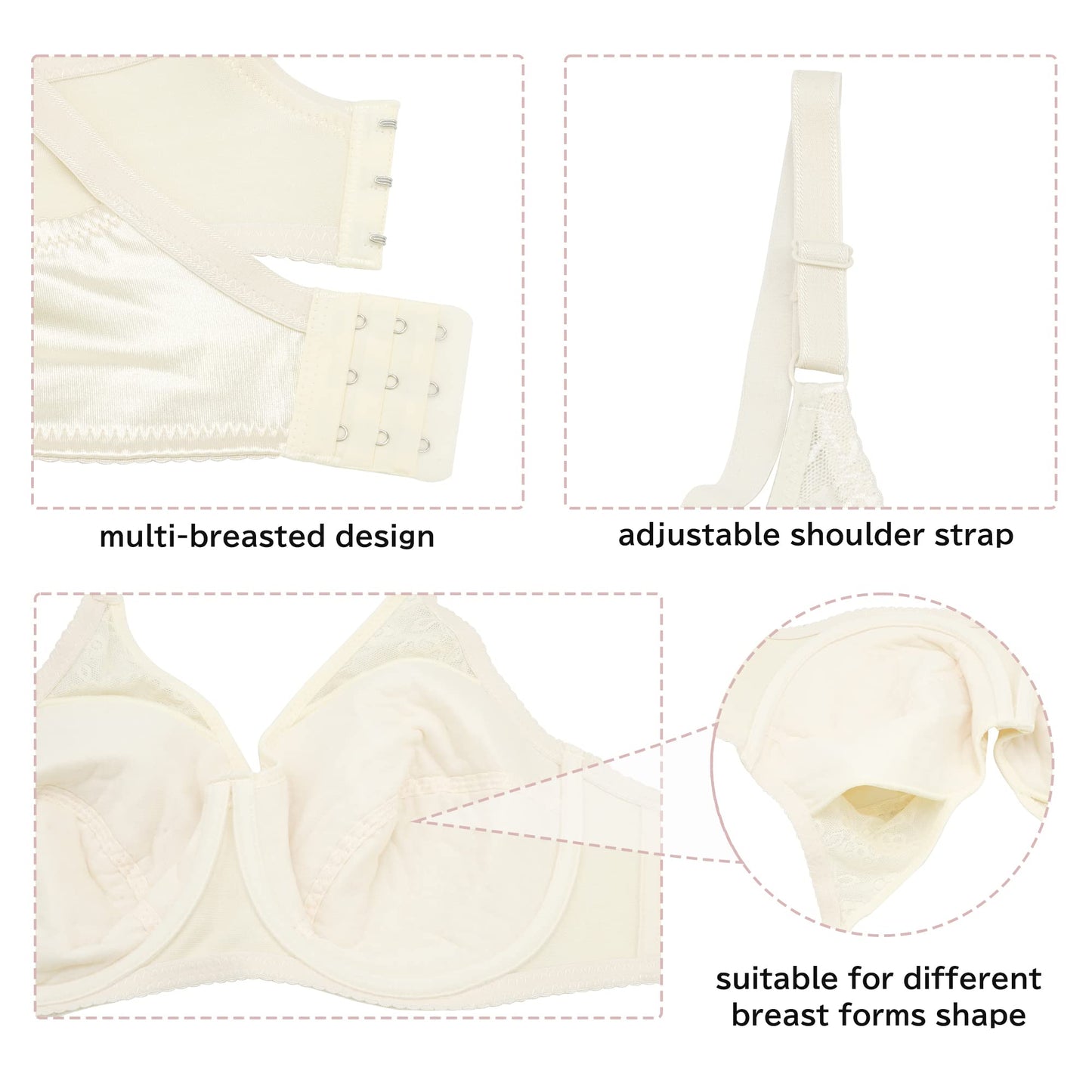 Pocket Bra for Mastectomy Prosthesis Breast Forms Underwired Post-Surgery Bra