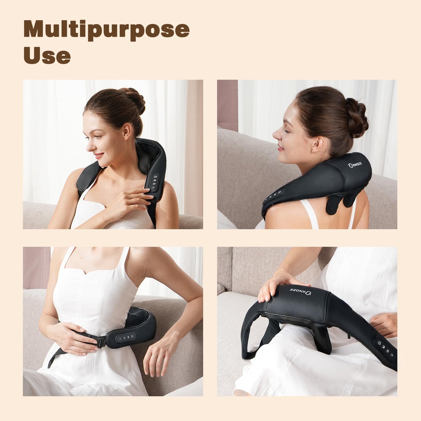 Neck Massager with Heat, Cordless 4D Deep Tissue Kneading Massage, Shiatsu Neck and Shoulder Massage Pillow for Neck, Back and Leg Pain Relief