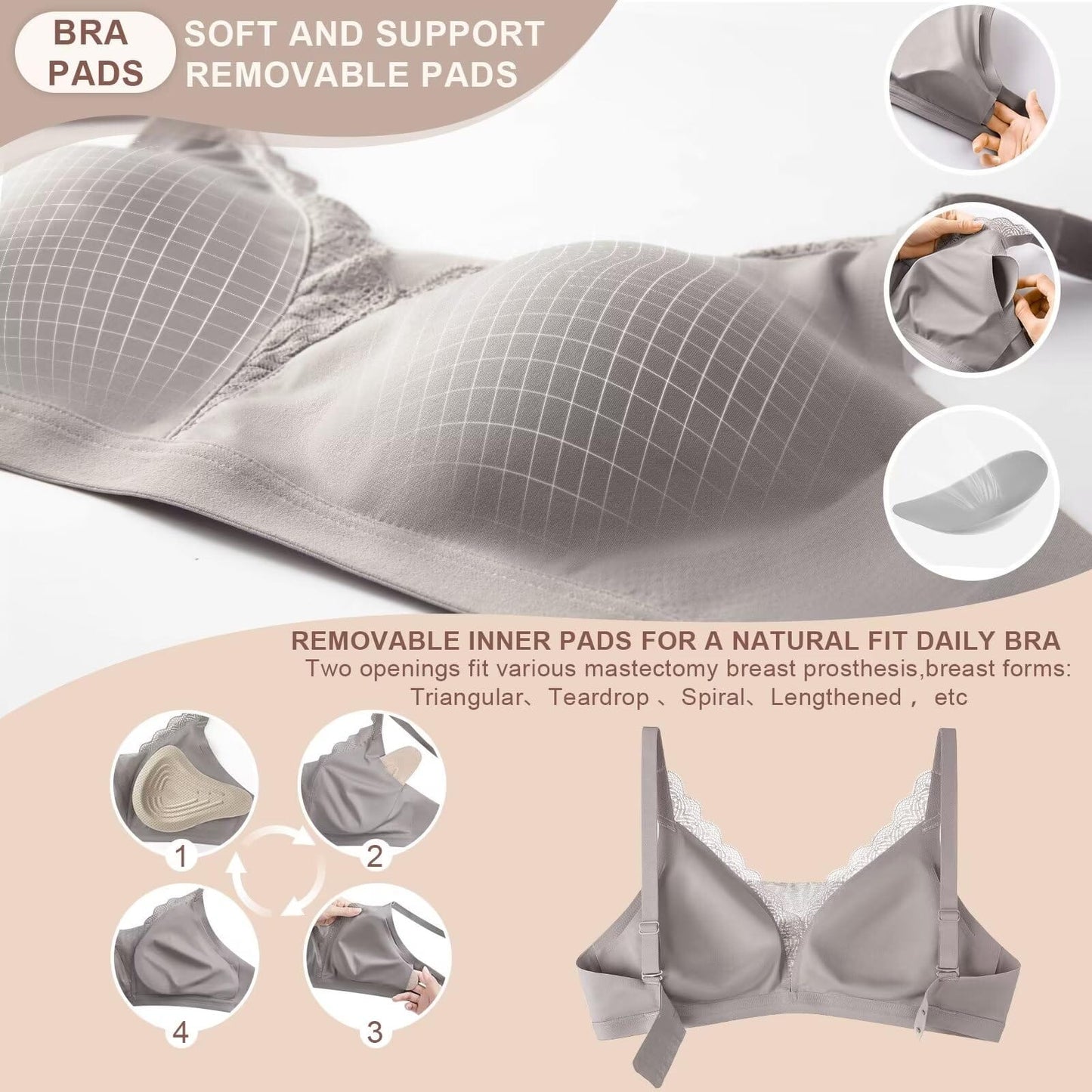 Post-Surgery Mastectomy Bra Breast Prosthesis Breast Forms Bralette Daily Bra